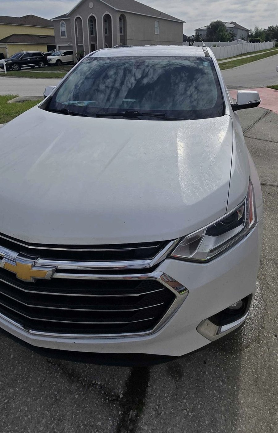White Chevrolet Traverse after a complete detail